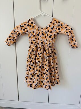 Aden + Anais Floral Dress 3T Orange Long Sleeve Toddler Dress